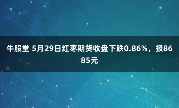 牛股堂 5月29日红枣期货收盘下跌0.86%，报8685元