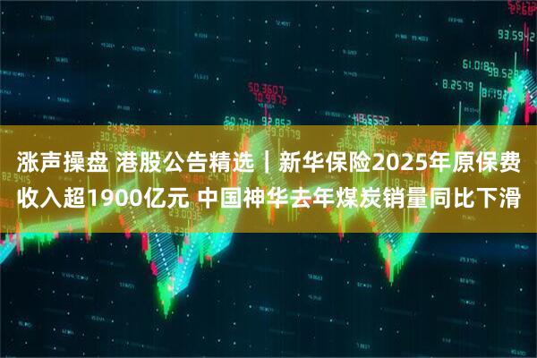 涨声操盘 港股公告精选｜新华保险2025年原保费收入超1900亿元 中国神华去年煤炭销量同比下滑